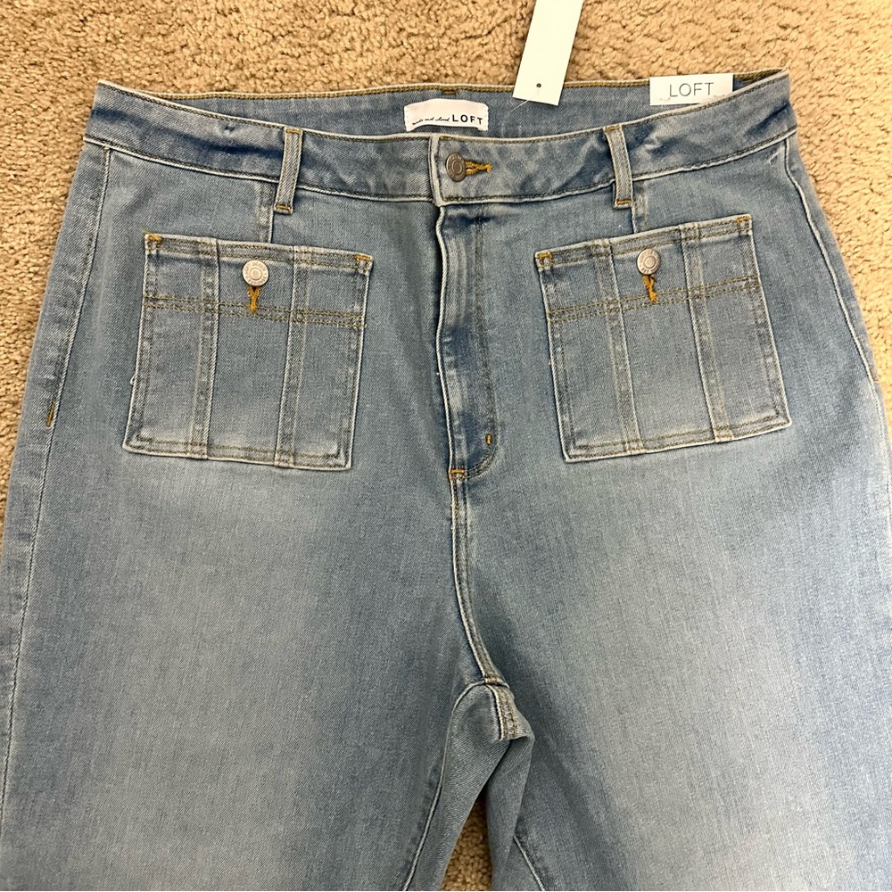 LOFT Curvy Patch Pocket Kick Crop Jeans In Bright Vintage Wash Size 18 NWT - Picture 4 of 13
